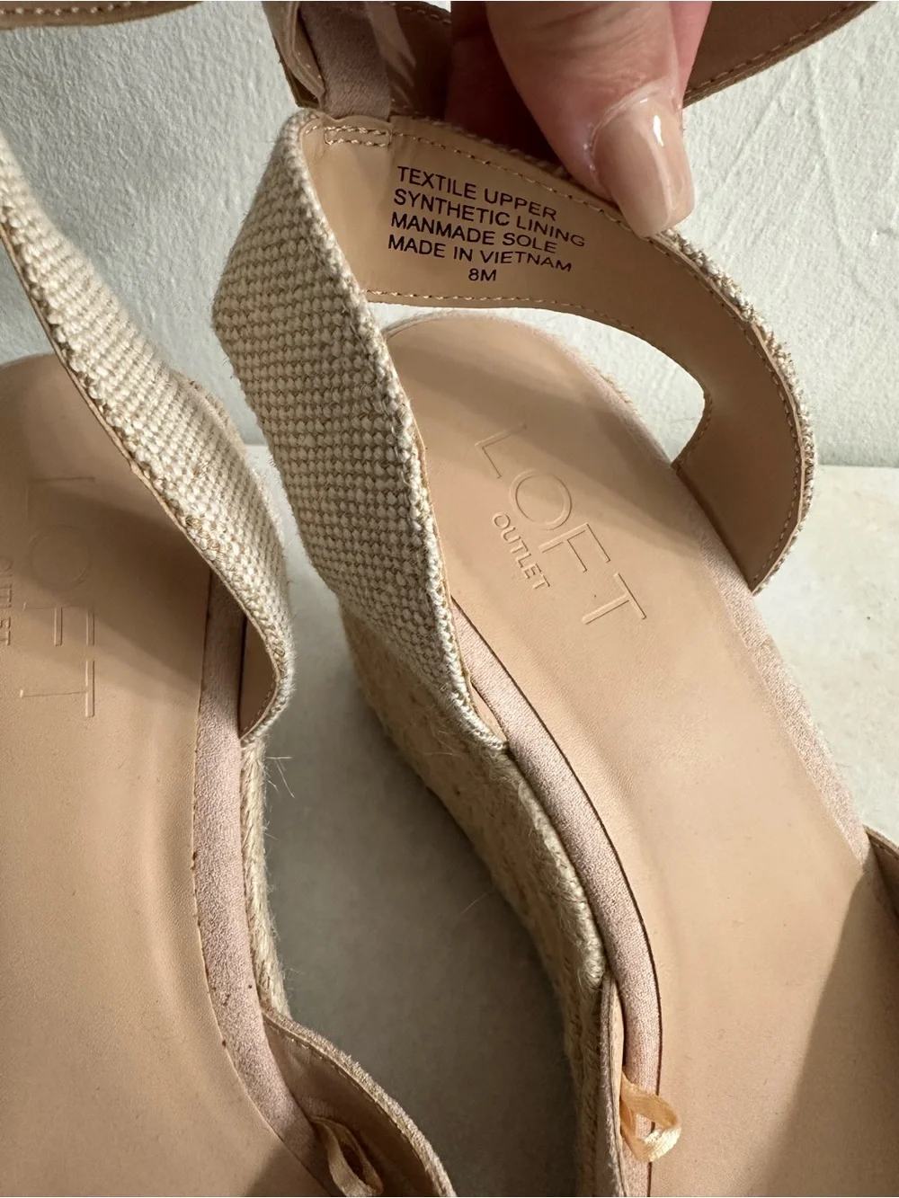 Women’s Neutral Pink Wedge Espadrille Sandals with Ankle Strap